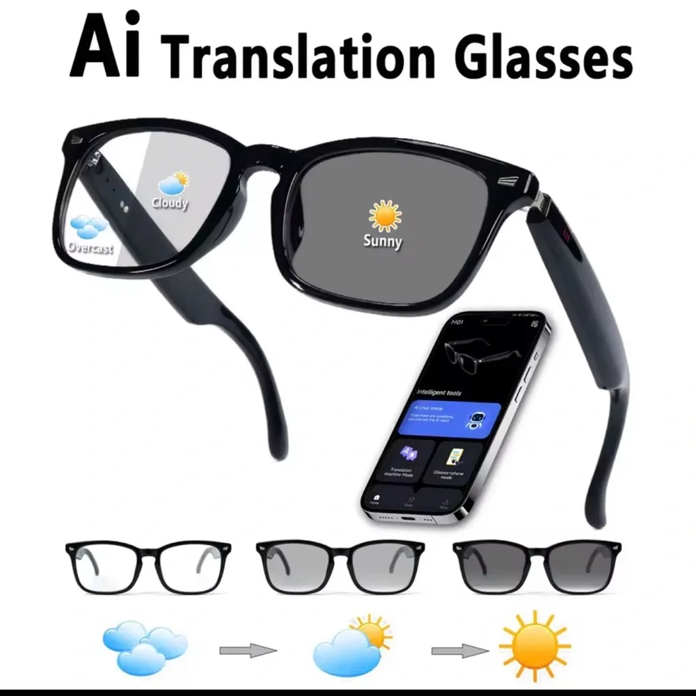 AI Translation Glasses - Black